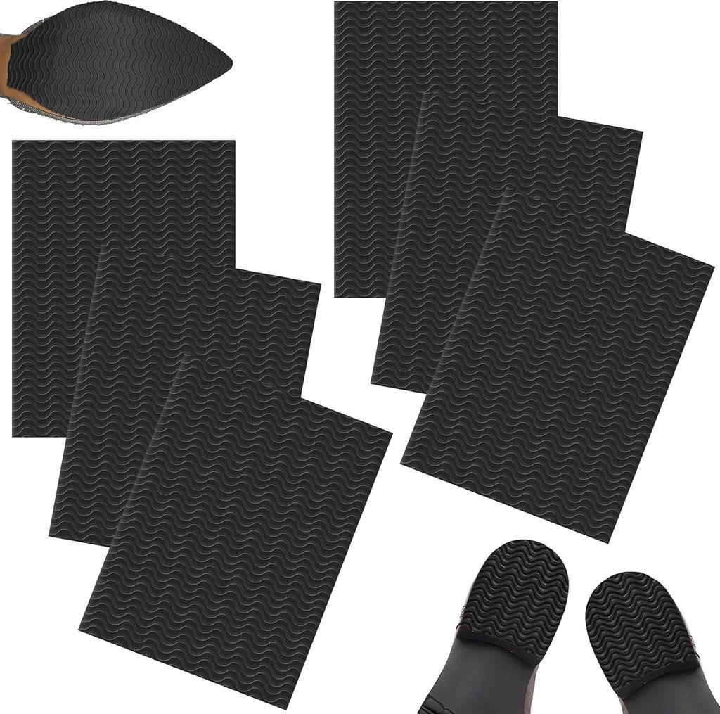 6 Stück Antislipsohle, Schuhsohlen, Reparatur, selbstklebende Gummisohlen zum Aufkleben, Schuhsohle Gummi, Sohlenrubber 100 x 150 x 2 mm, für DIY...