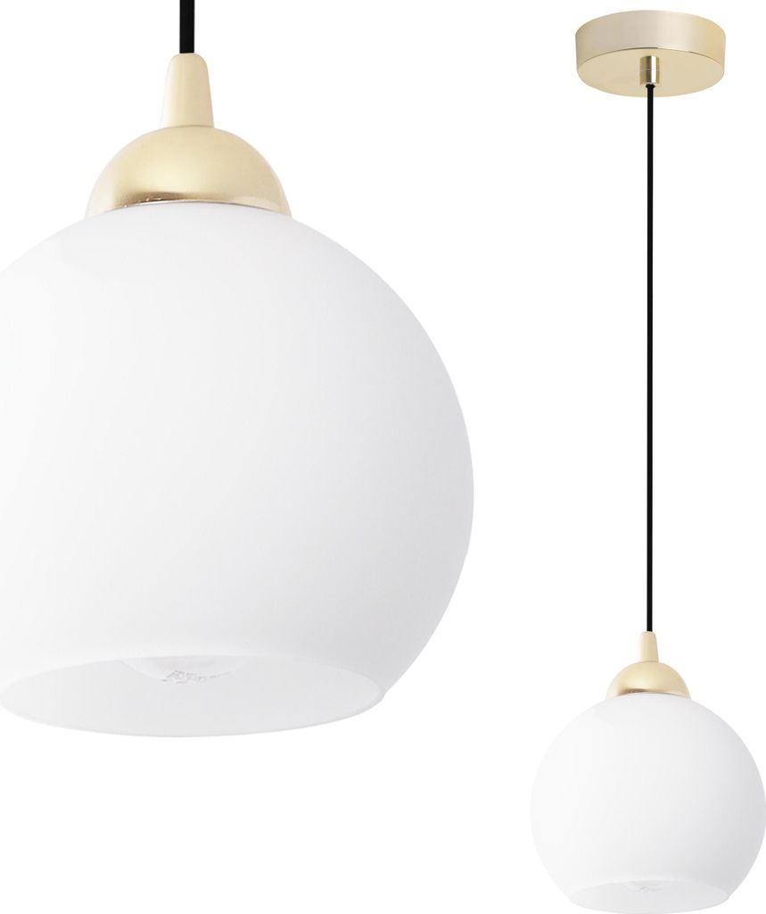 Eliza White Pendelleuchte Gold – 1 flammig E27 schwarze Leitung