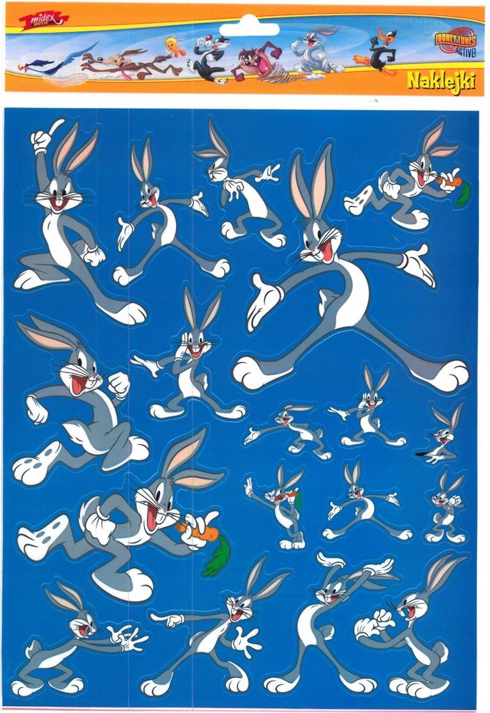 Bugs Bunny Sticker Bogen - Looney Tunes Aufkleber für Kinder - Deko 20x30cm