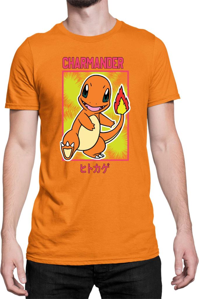 Herren T-Shirt Japan Manga Anime Comics Pokemon 022, Man S / Orange
