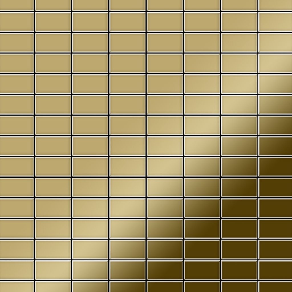 Mosaik Fliese massiv Metall Titan hochglänzend gold 1,6mm stark Bauhaus-Ti-GM