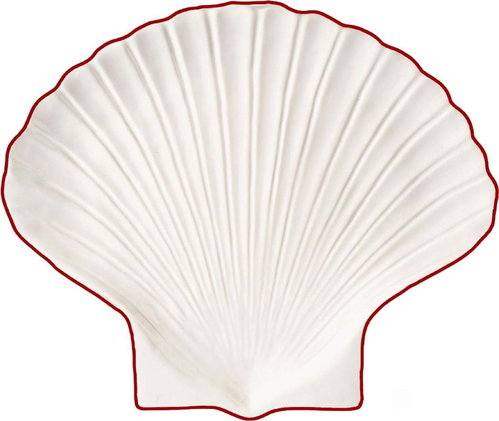 Dessertbord ByOn Shell Line, dolomiet, wit en rood Productafbeelding 