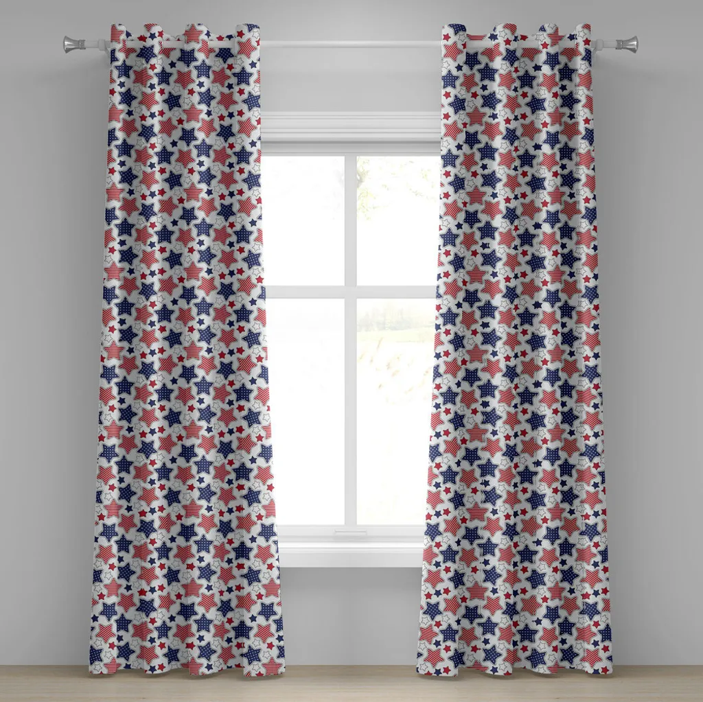 Rideaux décoratifs 2 panneaux motif Drapeau Américain Vintage 280x175