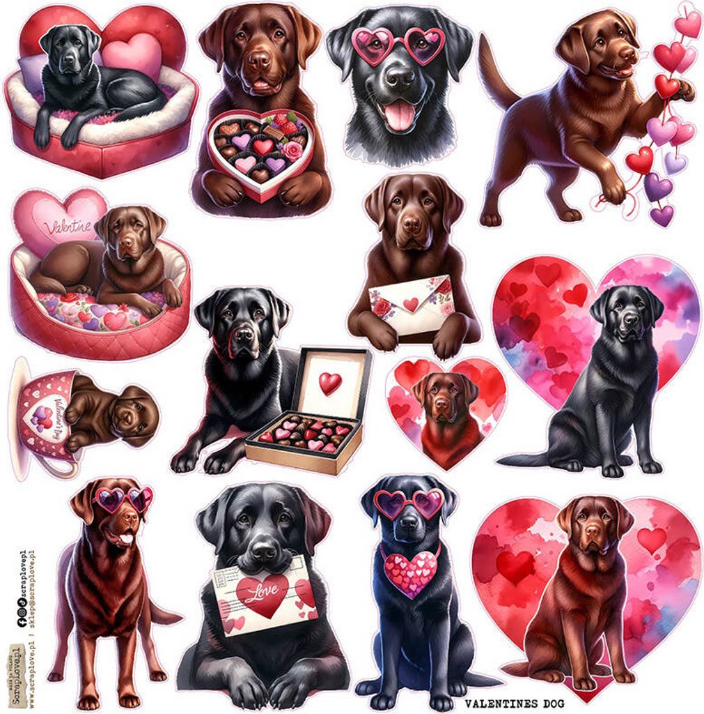 AUFKLEBER - ScrapLove - Valentinstag Hund