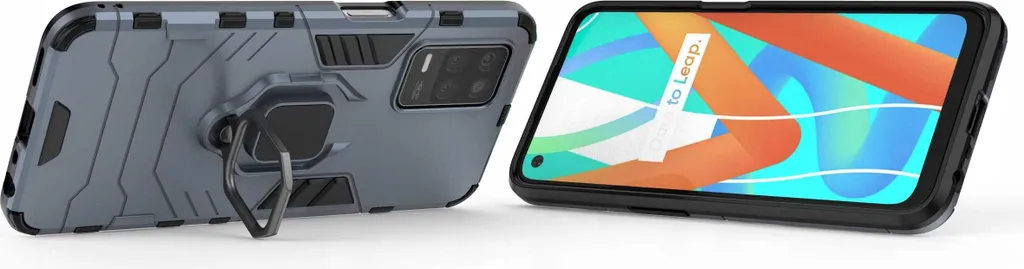 Coque Realme 8 5G SPACECASE X-ring Bleu avec support vidéo et bague - 6