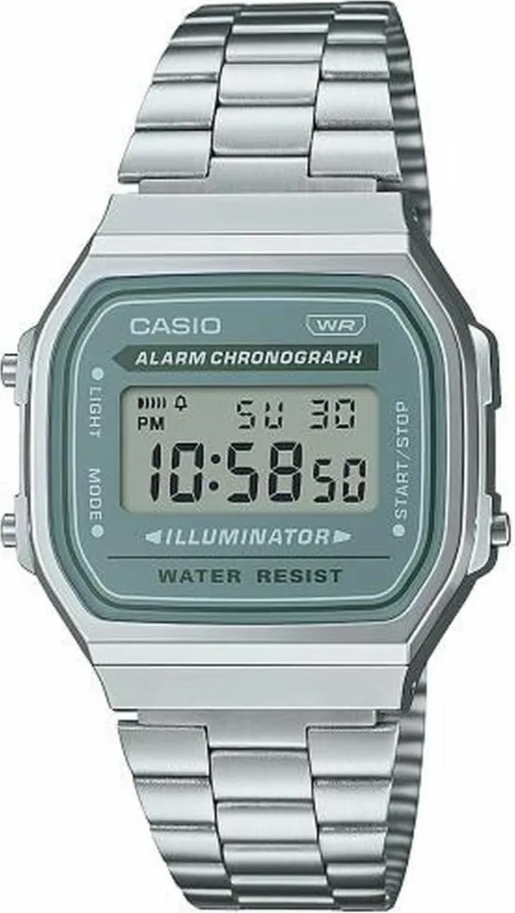 Montre Digitale Casio Retro A168WA-3AYES avec Bracelet Acier Argent
