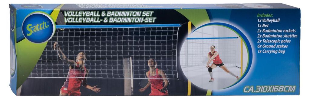 Set da pallavolo e badminton Scatch con rete, racchette, Immagine del prodotto 