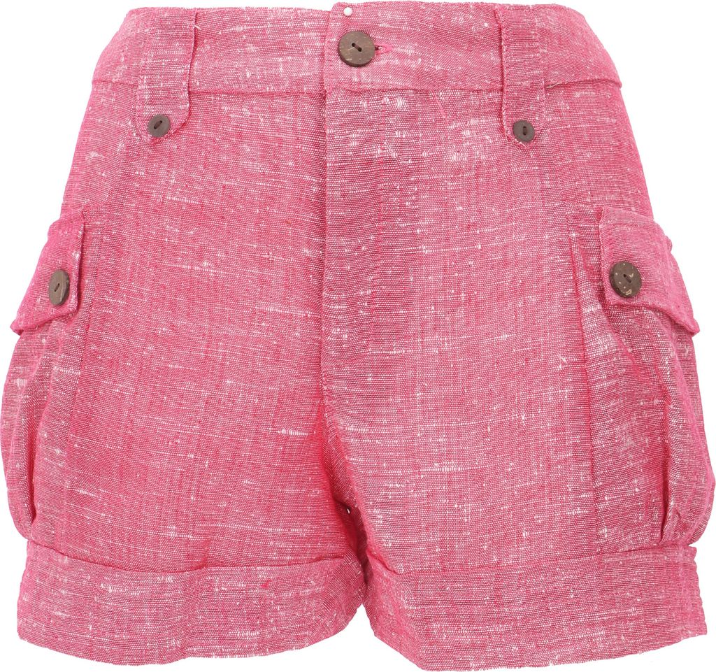 Shorts Boho-chic, Kurze Khadi Hose - Rosarot, Damen, Baumwolle, Größe: M