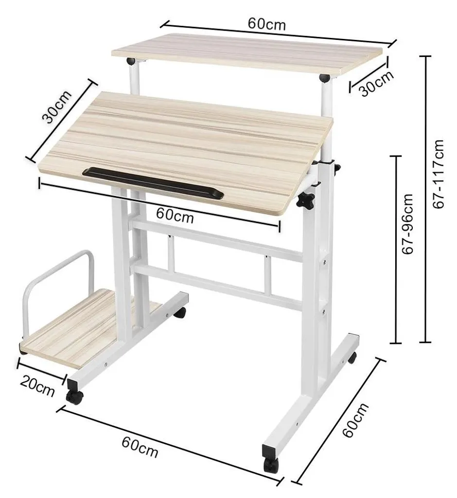 Bureau assis-debout à hauteur réglable avec plateau inclinable pro