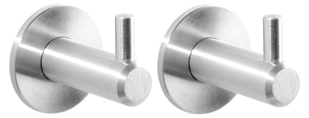 Handtuchhaken aus Edelstahl für Bad und Küche, 2 Stück. Hergestellt aus gebürstetem Edelstahl AISI 304, geeignet zum Bohren.
