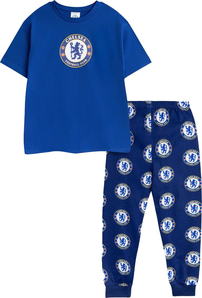 Chelsea FC - Schlafanzug mit langer Hose für Jungen, kurzärmlig NS9486 (92) (Blau)