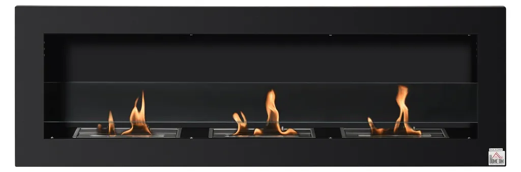 Cheminée bioéthanol encastrable 120cm sans conduit triple feu en inox