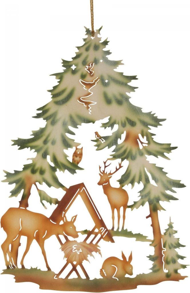 Fensterbild Wildfütterung farbig BxHxT 26x37x1cm NEU