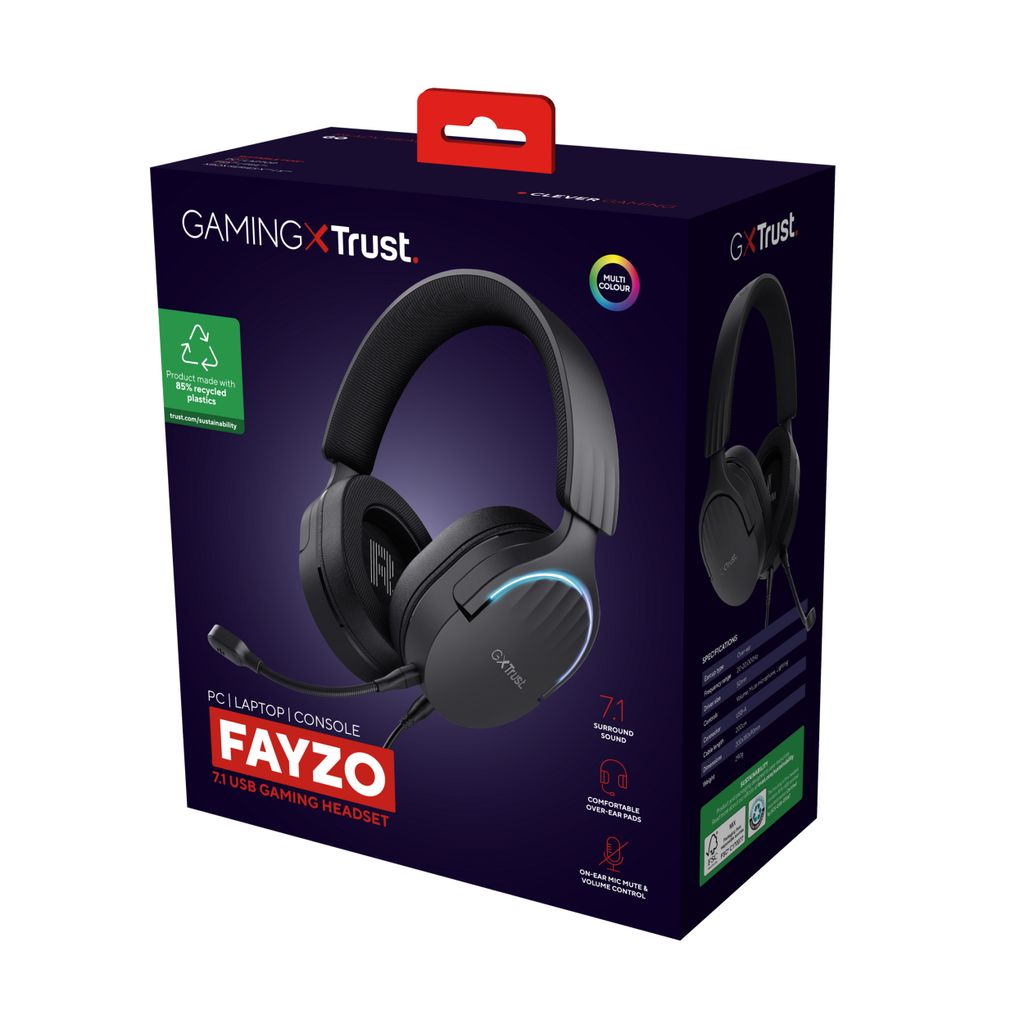 Trust GXT 490 FAYZO Sluchátka s drátovou čelenkou Herní USB Obrázek produktu 8