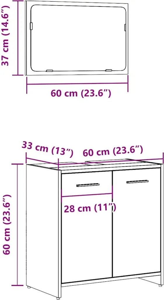 SYFAX™ Mobile da Bagno con Specchio Rovere Artigianale Truciolato - 9