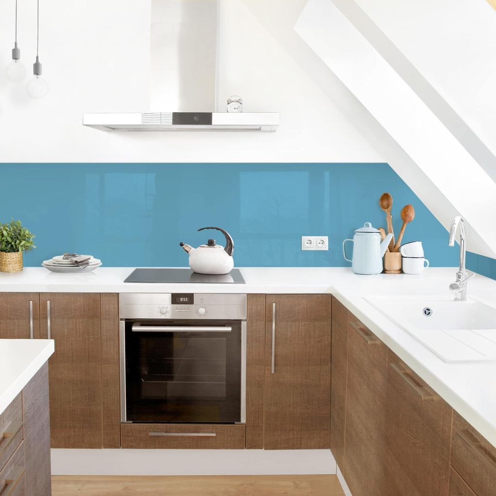 Küchenrückwand mit Motiv selbstklebend - 0.65 mm Wandpaneel wasserfest Design petrol Unifarben Spritzschutz fugenlos