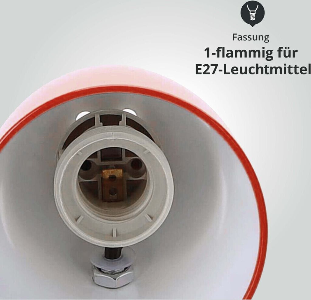 Schreibtischlampe Tischleuchte mit Schwanenhals zum Klemmen rot/chrom Sockel E27 L112xH350mm