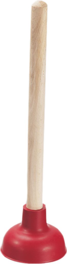 HAAS 3102 Hector Gummi-Ausgussreiniger Pömpel mit Holzstiel 35 cm, Ø 135 mm, natur/rot