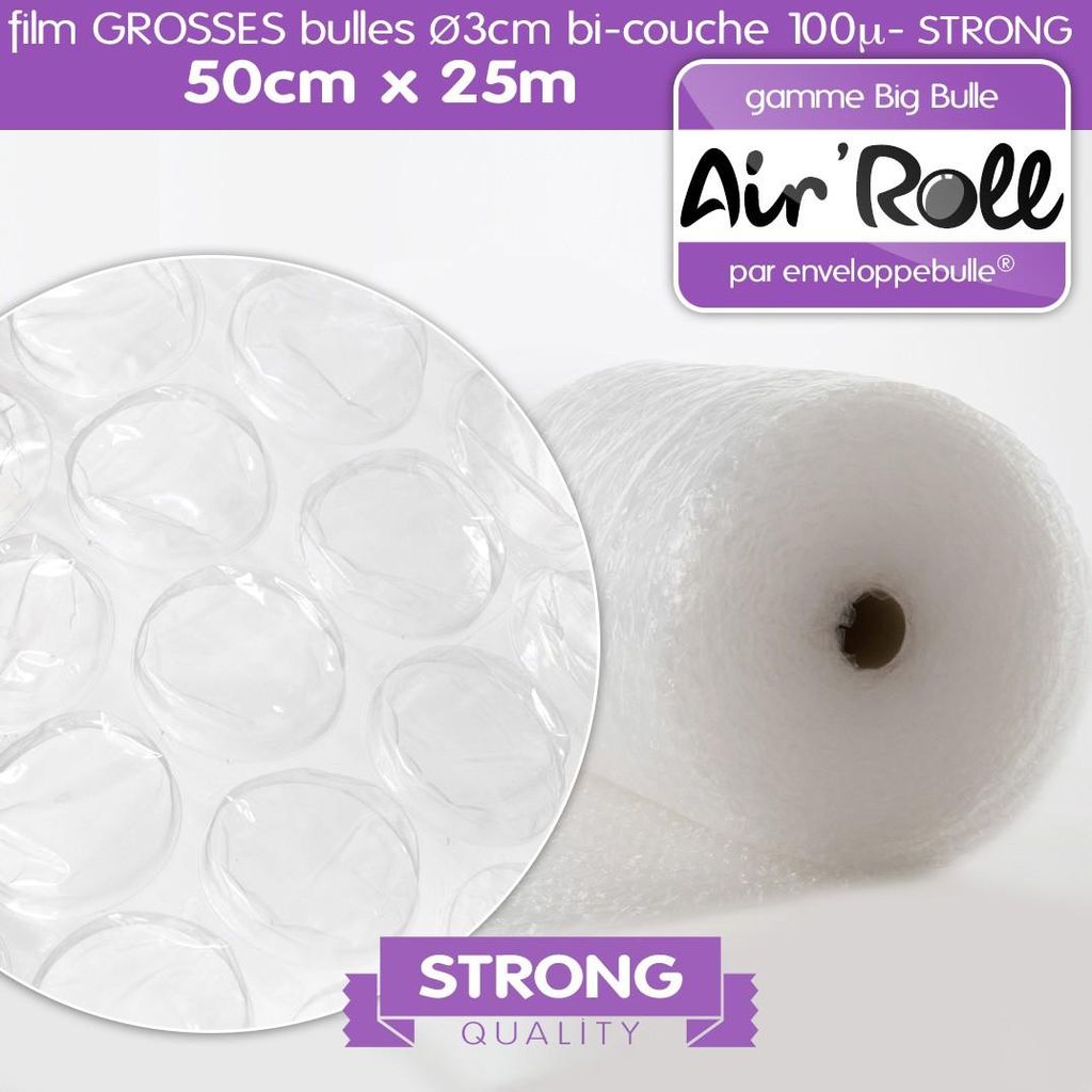 1 rouleau de film grosses bulles d'air largeur 50cm x Image du produit 