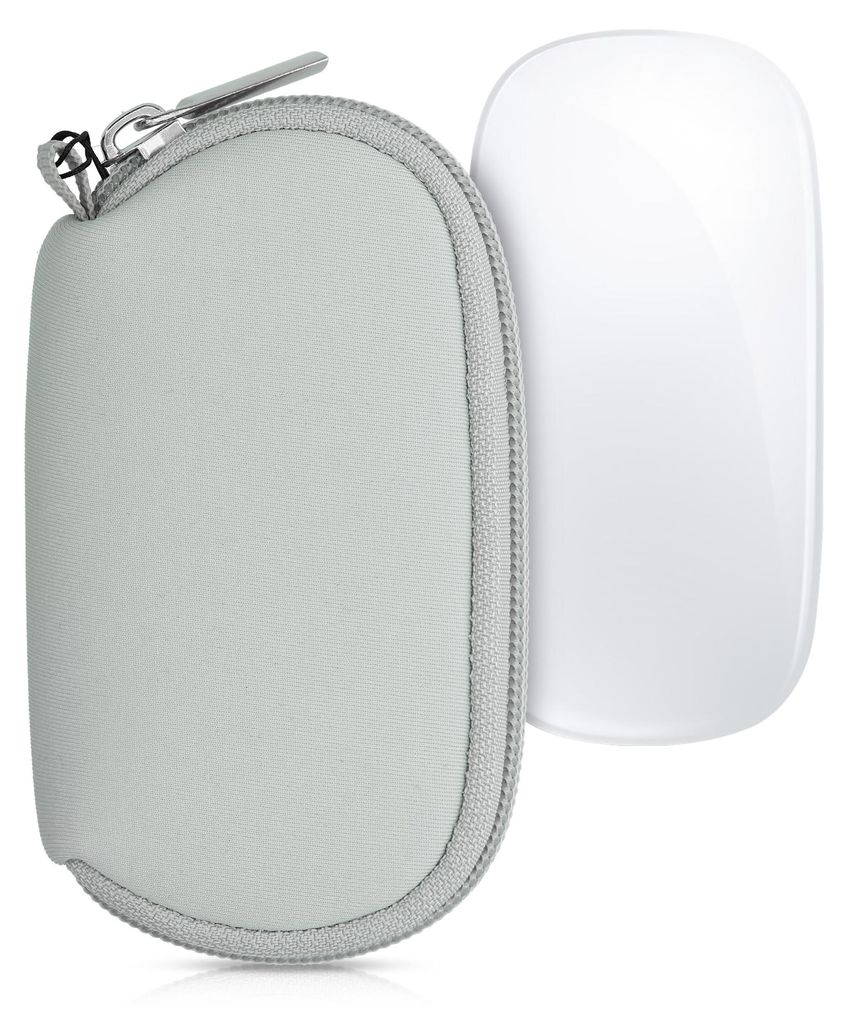 kwmobile Hülle für Apple Magic Mouse 1 / 2 Hülle - Mouse Case - Neopren Tasche - Schutzhülle für PC Maus - Transporttasche Zubehör - Hellgrau
