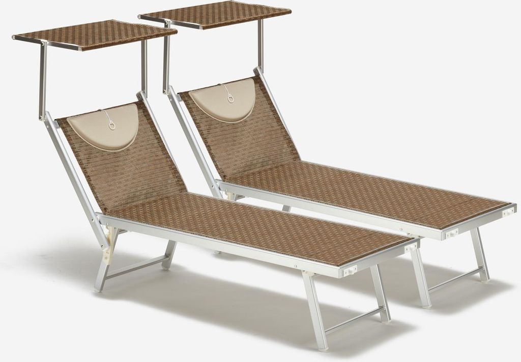 2er Set Liegestühle Strandliegen Sonnenliegen aus Aluminium Produktbild 