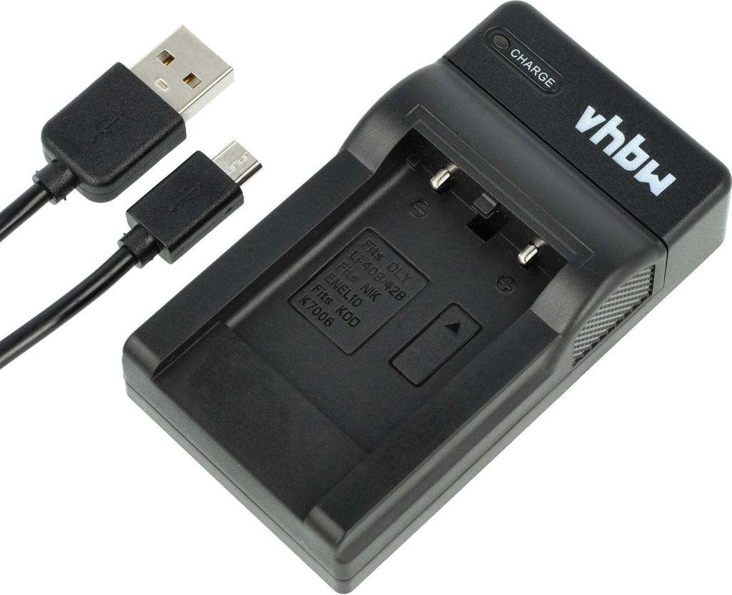 vhbw USB Ladegerät kompatibel mit Fujifilm Instax 90 Mini Neo Classic Kamera Camcorder/Akku - Ladeschale, Ladeanzeige, 4,2 V