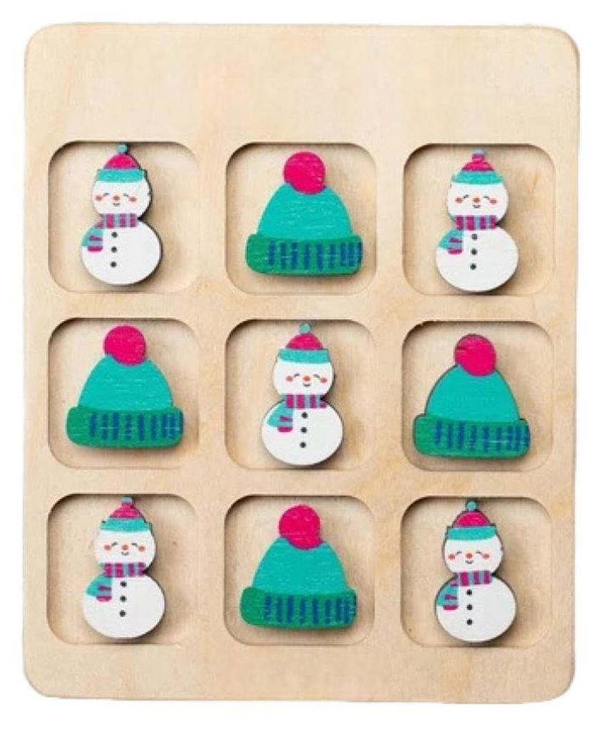 Weihnachts-Holzspiel mit Weihnachtsmann, Schneemann, Rentier und Baumfiguren für 2 Spieler – Mini-Schachbrett, Puzzle-Spielzeug, Partyspiel, kla...