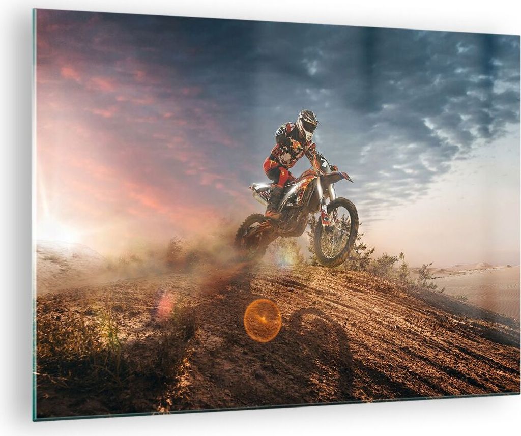 Bilder auf glas - Motor Reiten Helm - 70x50cm - Glasbilder - Wandbilder - Kunstdruck - zum Aufhängen bereit - Wanddekoration aus Glas - Glas Bilde...