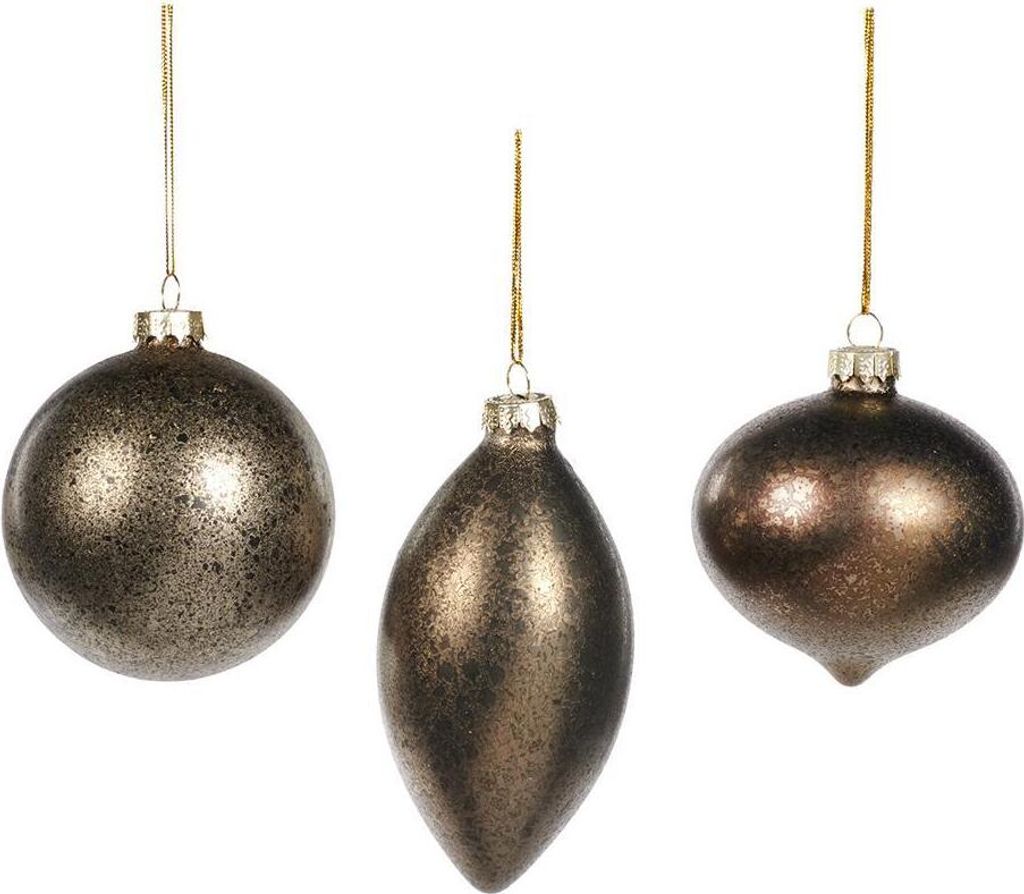 Goodwill Weihnachtskugel Glas Braun D 8 cm Sonderangebot sortiert 3 Stück