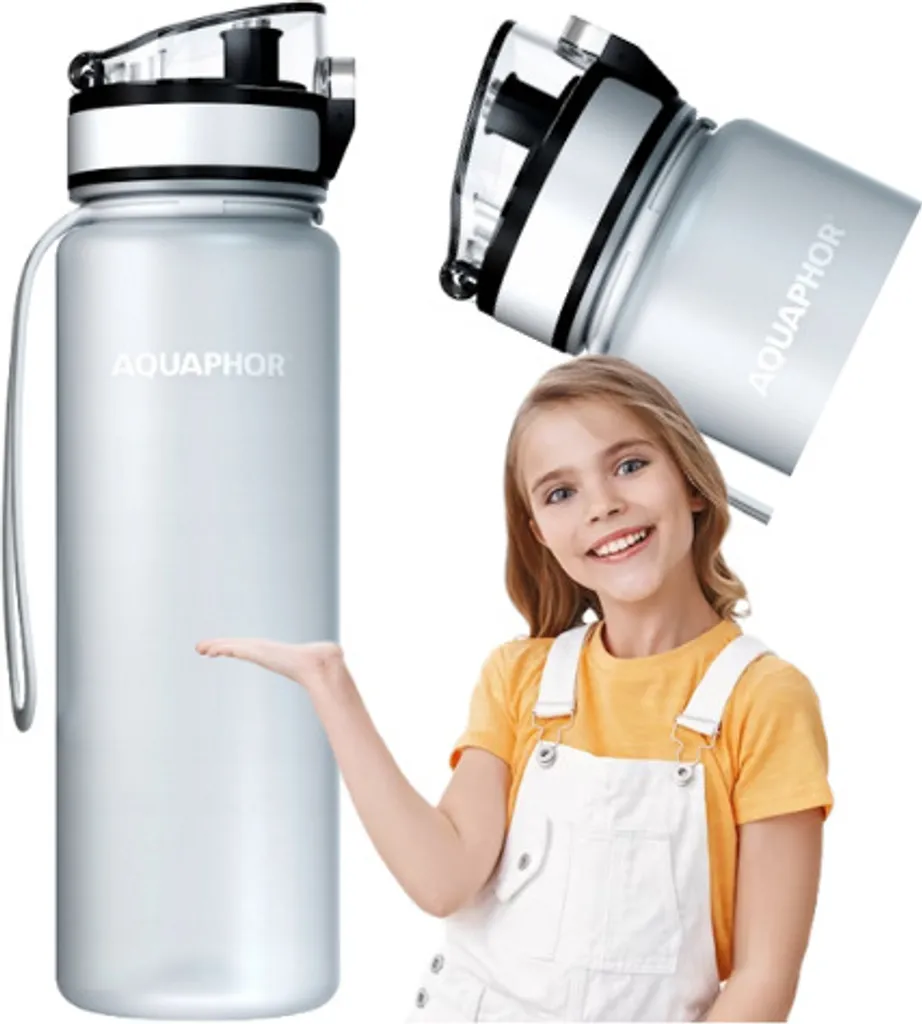 Aquaphor City Bottiglia Filtro Acqua 0,5L Bianco con 1 Filtro Incluso