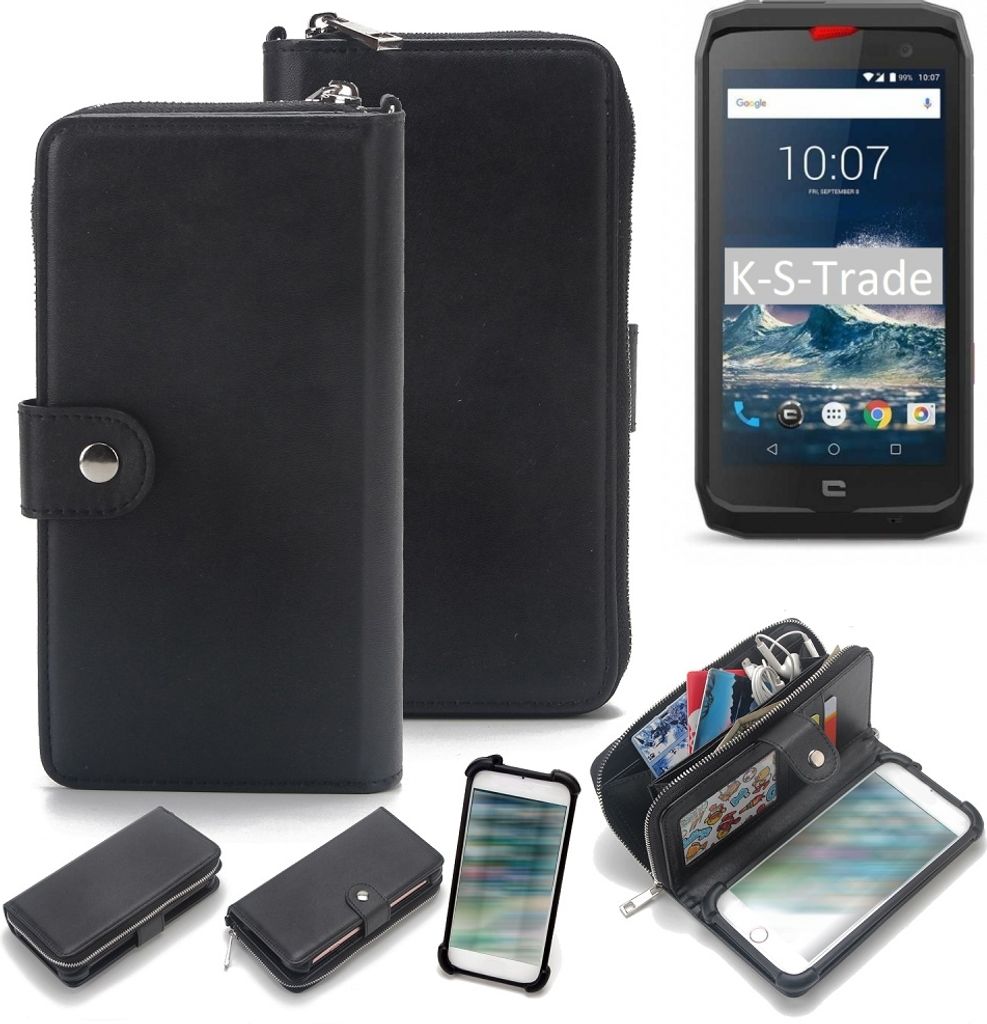 K-S-Trade 2in1 Handyhülle Schutzhülle kompatibel mit Crosscall Action-X3 & Portemonnee Cover Handy Hülle Case Etui Geldbörse Wallet Bookstyle
