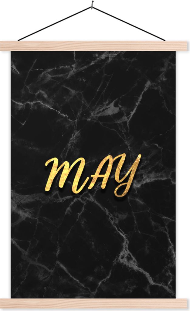 MuchoWow Textilposter Zitat - Kalender - Mai - Gold 40x60 cm mit holzfarbenen Rahmen - Poster