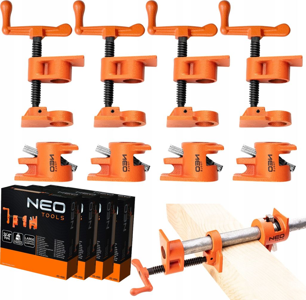 4x Rohrschraubzwinge 3/4" Schraubzwinge für Holzbearbeitung Produktbild 