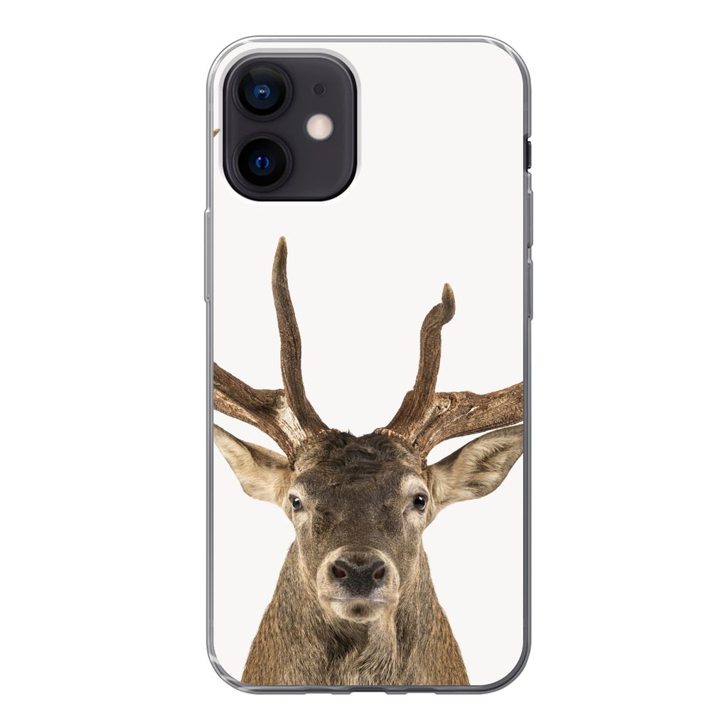 MuchoWow Handyhülle Schutzhülle Hülle für iPhone 12 Hirsche - Tiere - Geweih - Kinder - Jungen Silikon Softcase Handy Hülle - Schutzhülle