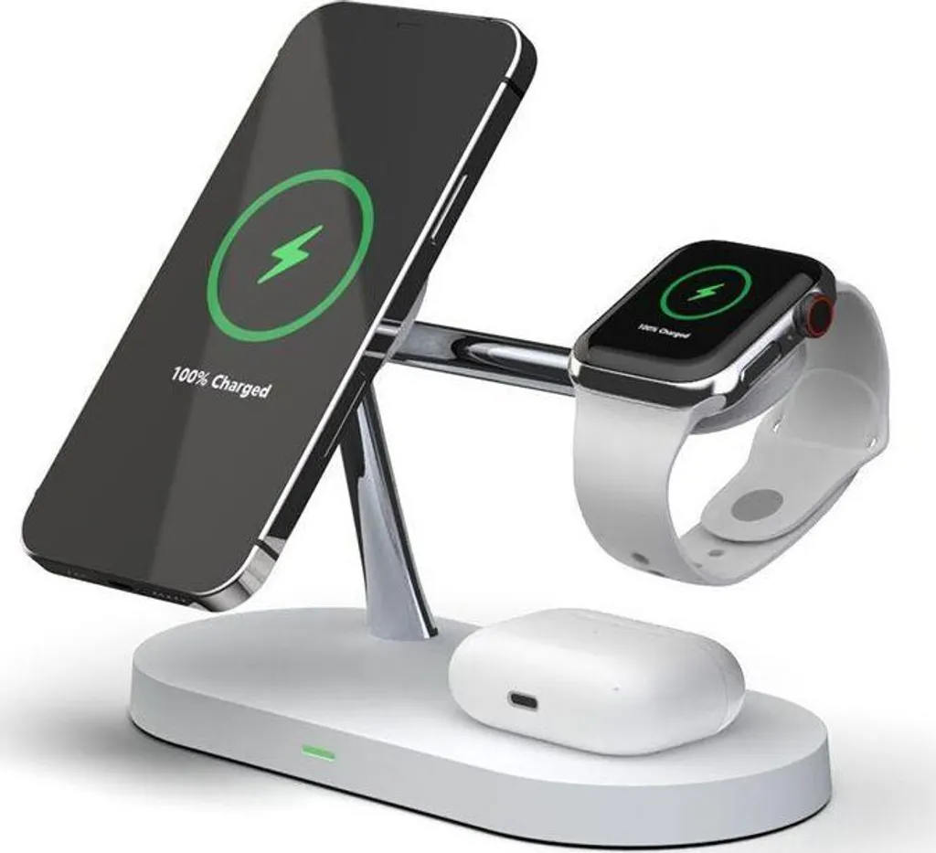 Support de Charge Sans Fil 3-en-1 Tech-Protect A12 pour iPhone Blanc - 2