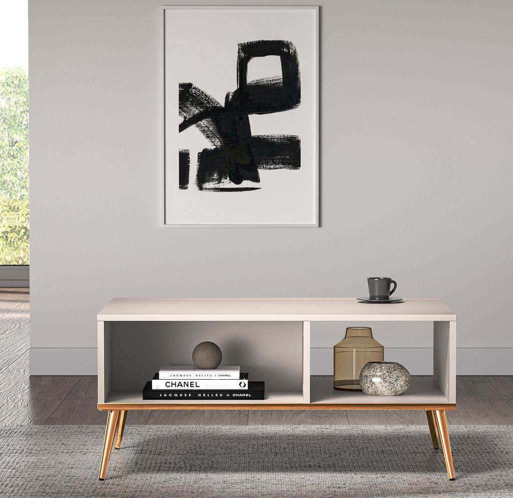 LUNA Couchtisch - beige / gold