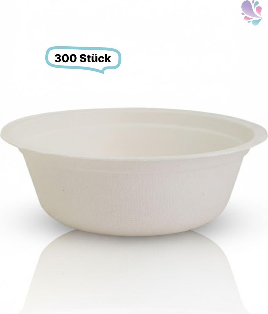 Bowl-/ Suppenschale groß Holzfaser,1000ml, 300 Stk, wood fiber, nassfest & fettdicht, Holz aus der EU, kompostier- & recyclebar