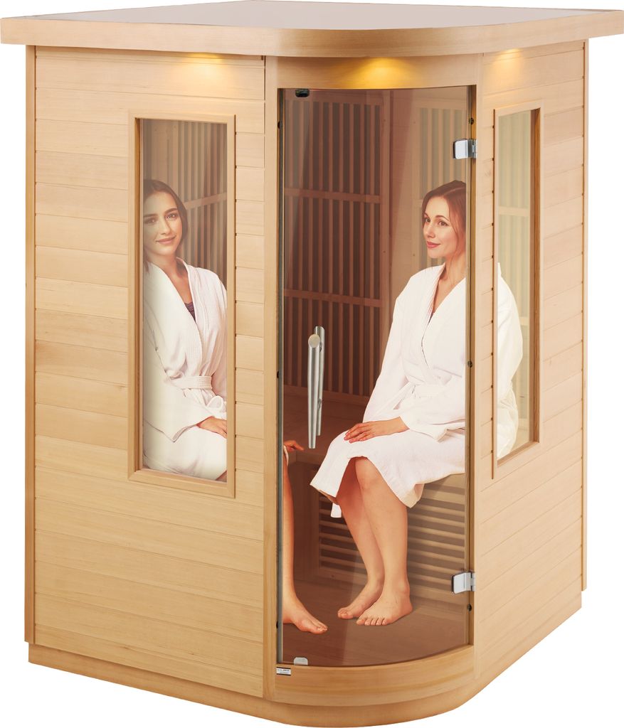 VEVOR Ferninfrarot-Holzsauna, Sauna-Spa für Zuhause, für 2 Personen, Niedrige EMF-Ferninfrarot-Sauna aus Hemlockholz mit gehärteter Glastür & L...