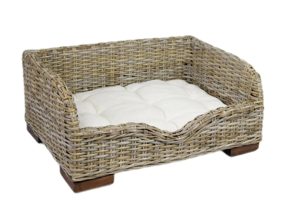 Panier pour chien et chat VILLA en rotin naturel avec coussin douillet