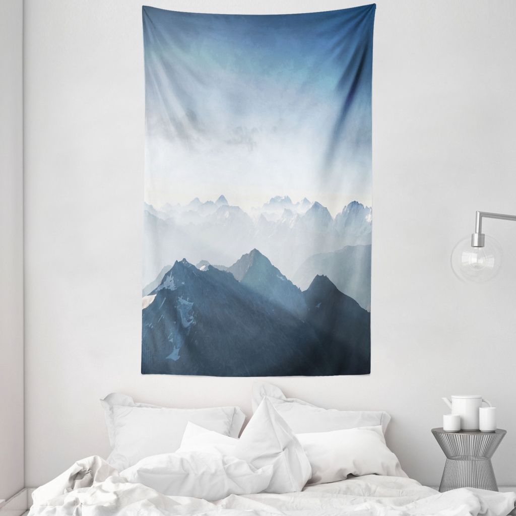 ABAKUHAUS Natur Wandteppich und Tagesdecke, Nebligen Morgen Berg aus Weiches Mikrofaser Stoff Waschbar ohne Verblassen Digitaldruck, 140 x 230 cm, ...