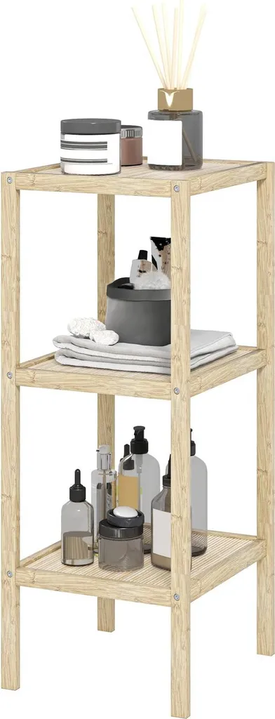 Meuble de rangement colonne en bambou avec 3 étagères pour la maison