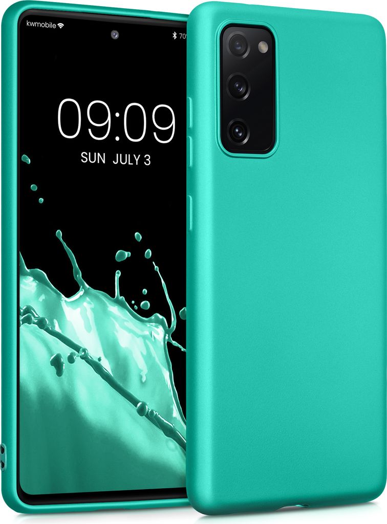 kwmobile Case kompatibel mit Samsung Galaxy S20 FE Hülle - Schutzhülle aus Silikon metallisch schimmernd - Handyhülle Metallic Türkis
