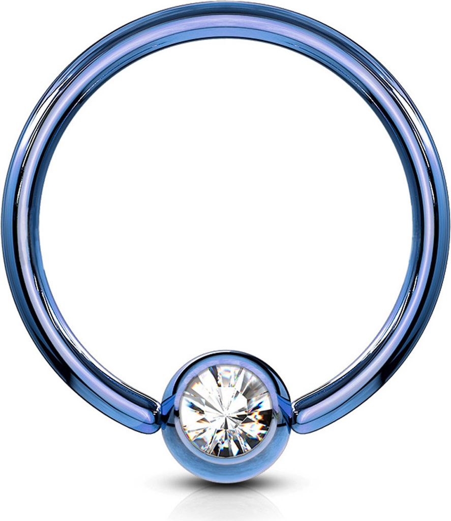 viva-adorno 1,6x12x5mm Universal Piercing Ring BCR Kristall Lippenring Klemmring Septumpiercing Brustpiercing Chirurgenstahl Z294, Blau klar