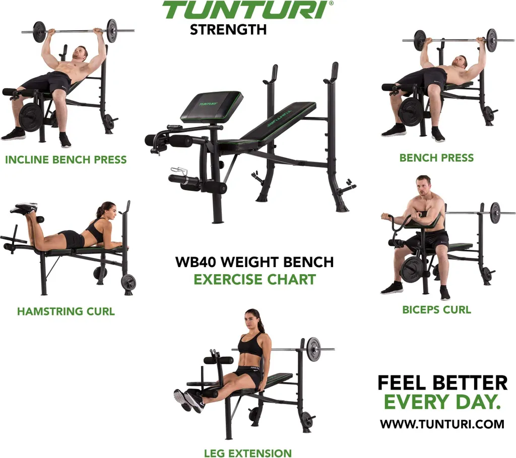 Banc de musculation compact Tunturi WB40 avec repose-barre et leg developer - 3