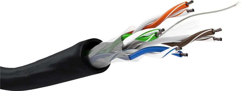 Goobay 57199 Cavo di rete CAT 6 per esterni, U/UTP, nero, 100 m - conduttore in alluminio rivestito in rame (CCA), AWG 24/7 (a trefoli), guaina in polietilene (PE)