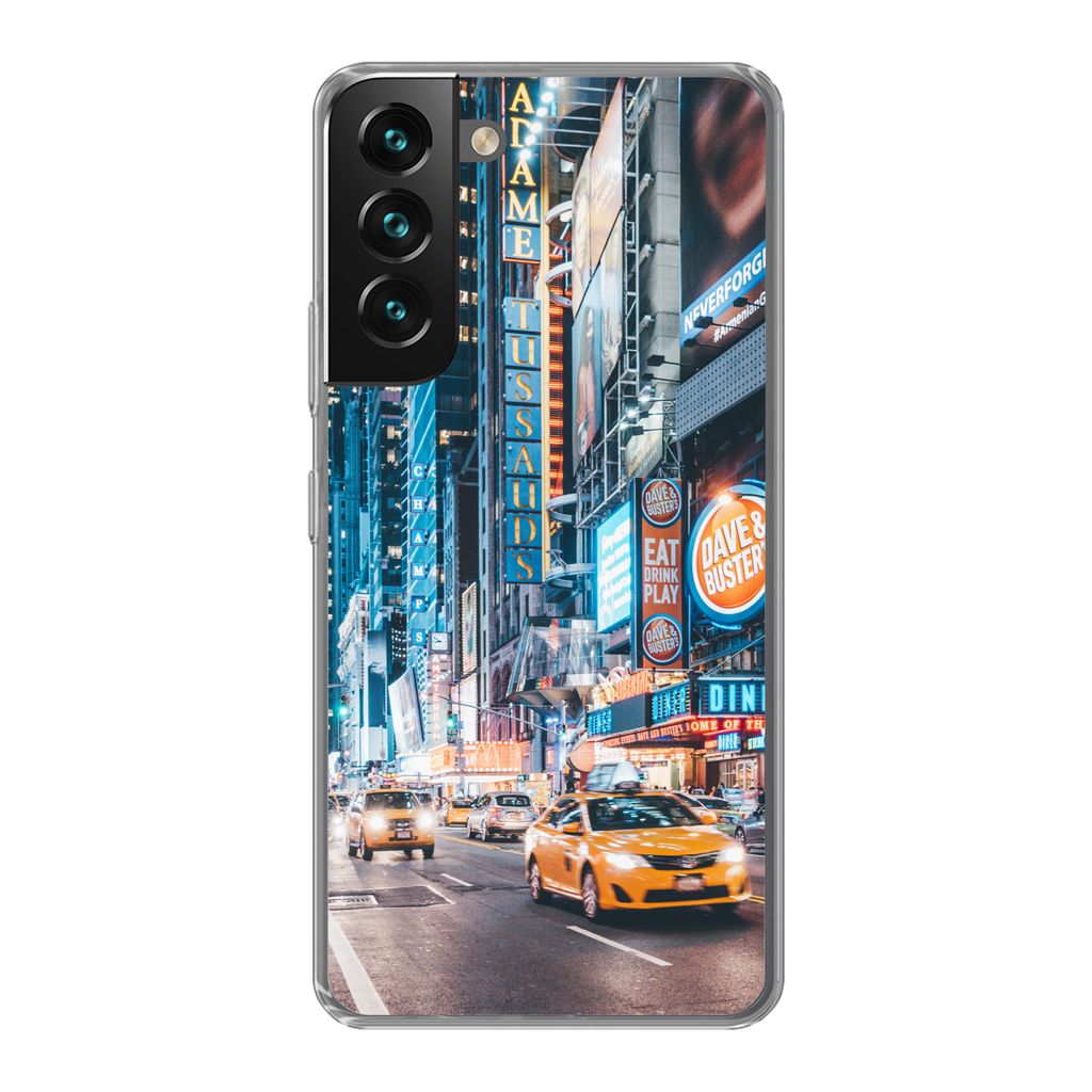 MuchoWow Handyhülle Schutzhülle Hülle für Samsung Galaxy S22 New York bei Nacht Silikon Softcase Handy Hülle - Mobiltelefonhülle