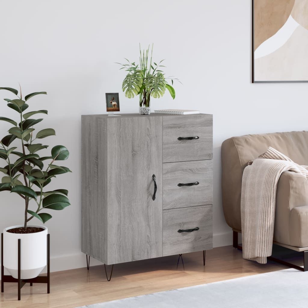 "Rabatt" Mehrzweckschrank/Vitrine/Sideboard - Modernes Design - Grau Sonoma 69,5x34x90 cm Holzwerkstoff - Kommoden CC22344