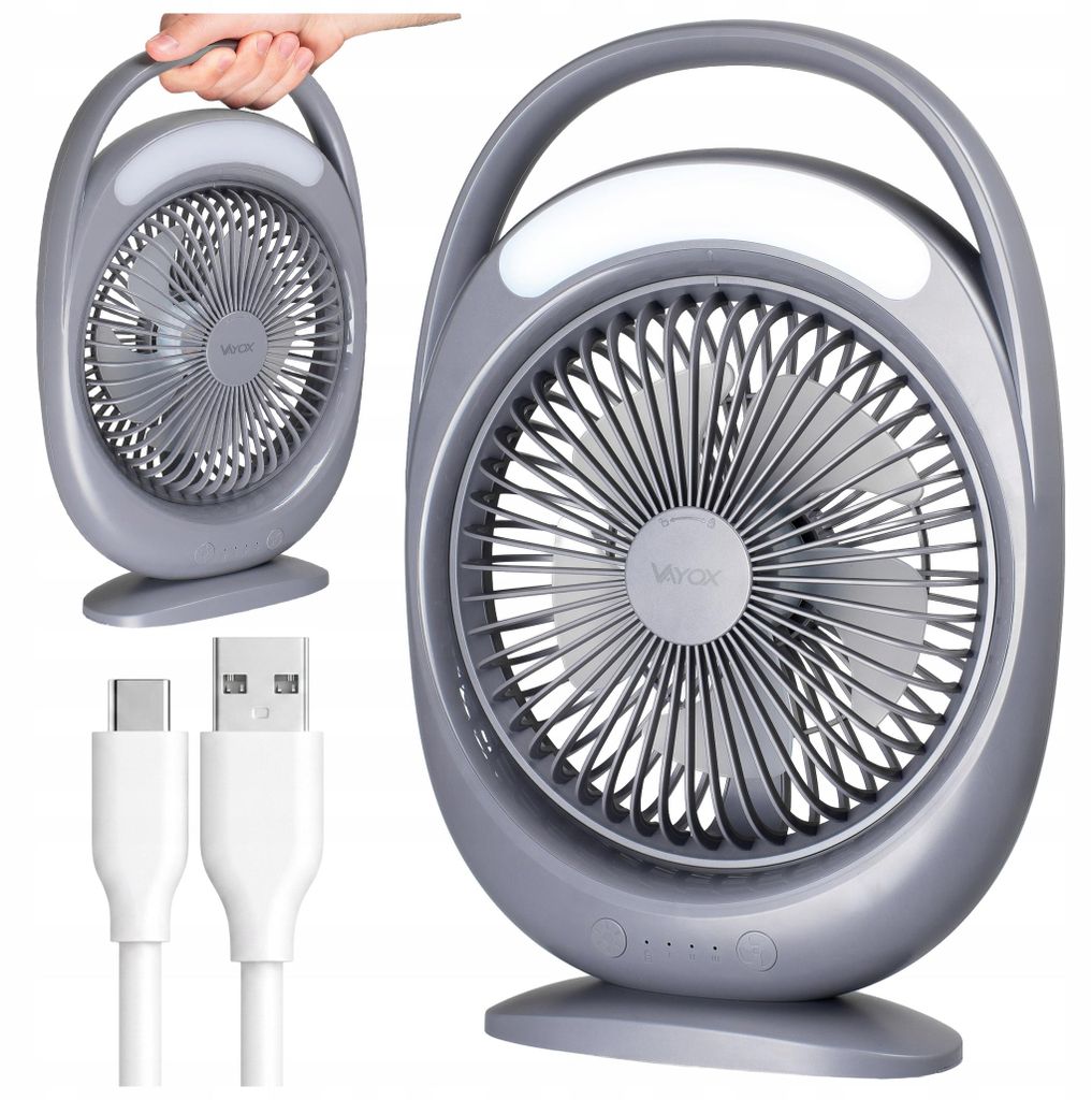 Tischventilator Vayox VA0433G mit Batterie und LED-Licht Produktbild 