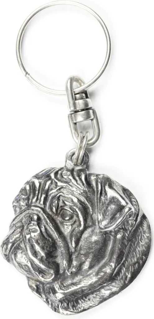 Pug I - Ciondolo per cane placcato in argento, ornamento per borsetta, ciondolo per zaino di Art-Dog