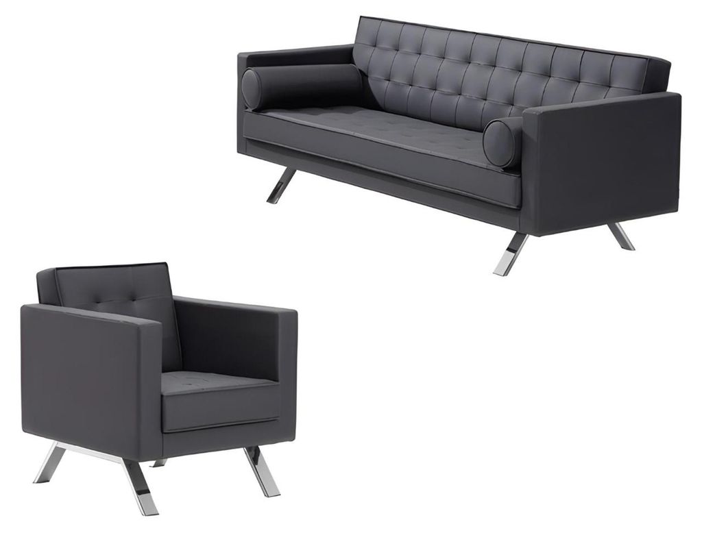 Sessel 1-Sitzer Design Leder Stuhl Polster Sofa 3 Sitzer Büro Einrichtung